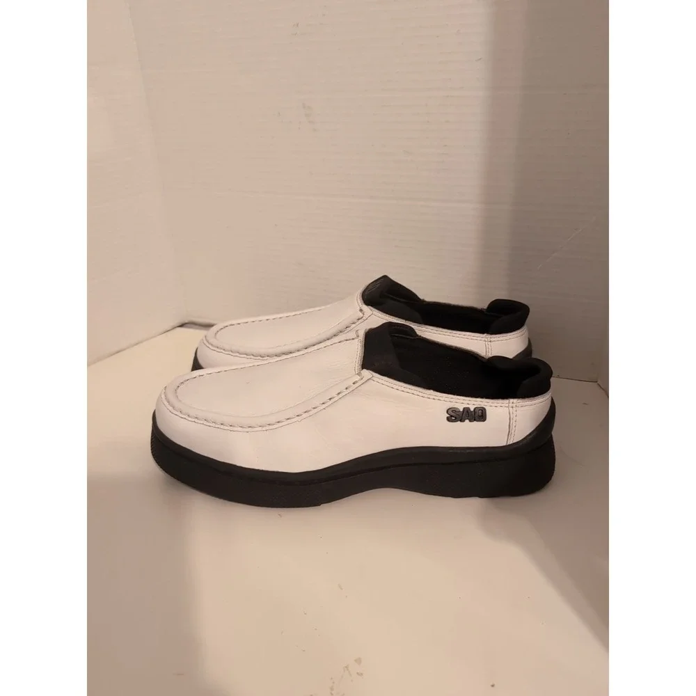 SAO Men's White‎ Slip On Loafers Leather Size 10.5